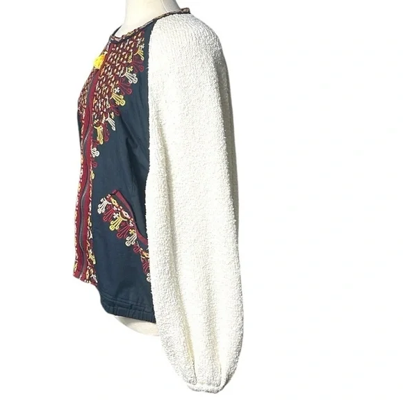 Free People Two Faced Embroidered Jacket in Ivory SZ L - Picture 10 of 14